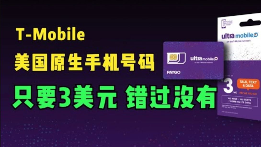 Paygo紫卡-最便宜的美国实体手机卡,T-Mobile网络,可转eSIM,可用于接码